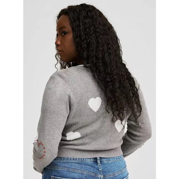 NWT Torrid Grey Hearts Shrug Cardigan Sweater Plus Size 2X - Picture 2 of 9
